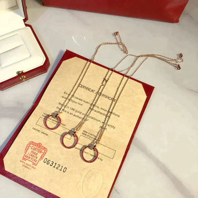 JUSTE NECKLACE GOLD RED DIAMONDS