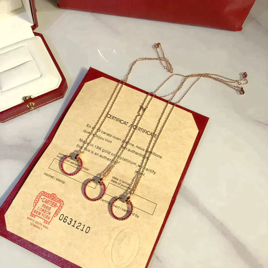 JUSTE NECKLACE GOLD RED DIAMONDS