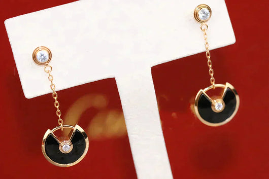 AMULETTE DROP EARRINGS ONYX ROSE GOLD