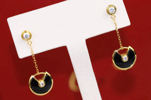 AMULETTE DROP EARRINGS ONYX ROSE GOLD