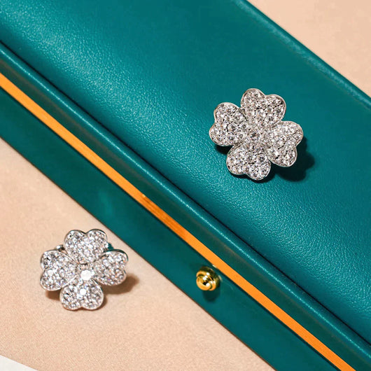 CLOVER 1 MOTIFS DIAMOND EARRINGS SILVER