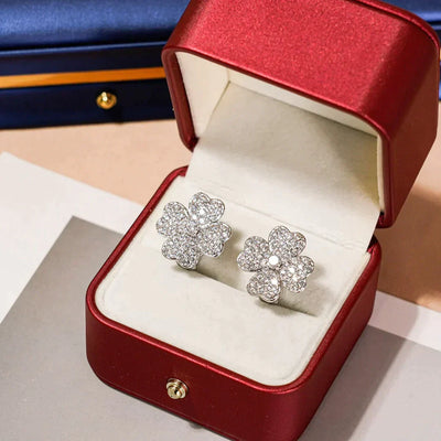 CLOVER 1 MOTIFS DIAMOND EARRINGS SILVER