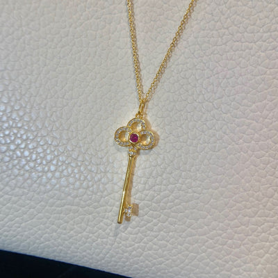 FLORET KEY PEDANT NECKLACE PINK DIAMOND
