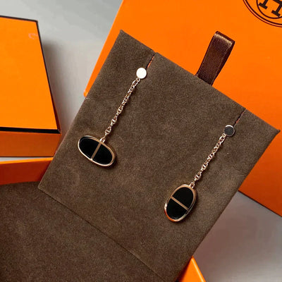 CHAINE VERSO BLACK CERAMIC EARRINGS