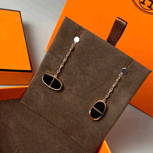 CHAINE VERSO BLACK CERAMIC EARRINGS