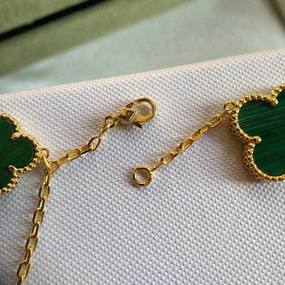 MAGIC CLOVER 5 MOTIFS MALACHITE BRACELET