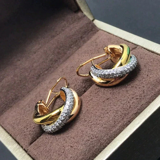 TRINITY ROSE GOLD DIAMOND GOLD EARRINGS