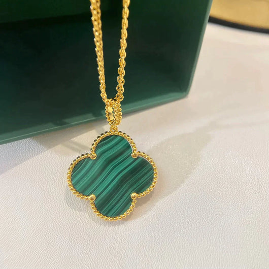 CLOVER LARGE 25MM MALACHITE NECKLACE