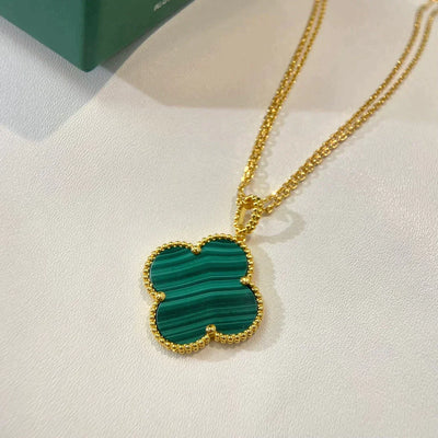 CLOVER LARGE 25MM MALACHITE NECKLACE