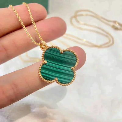 CLOVER LARGE 25MM MALACHITE NECKLACE