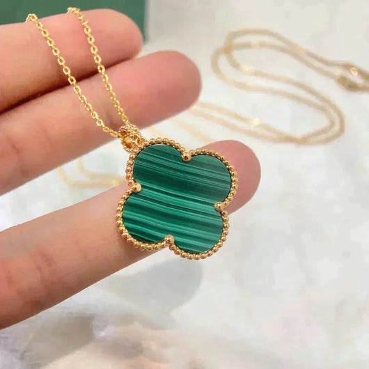 CLOVER LARGE 25MM MALACHITE NECKLACE