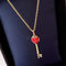 KEY PEDANT CARNELIAN HEART GOLD