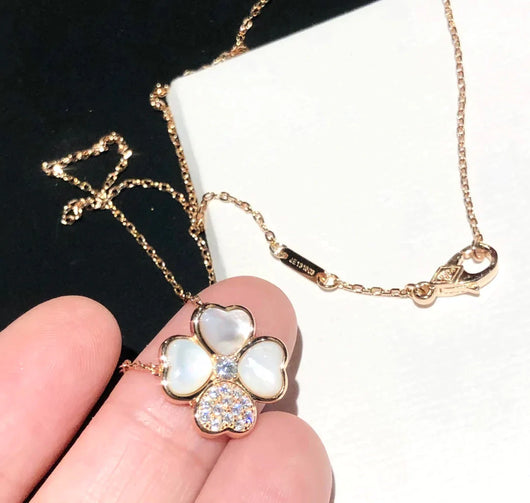 CLOVER MOP DIAMOND ROSE GOLD NECKLACE