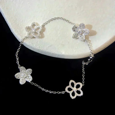 WILDFLOWER 4 MOTIFS DIAMOND BRACELET SILVER
