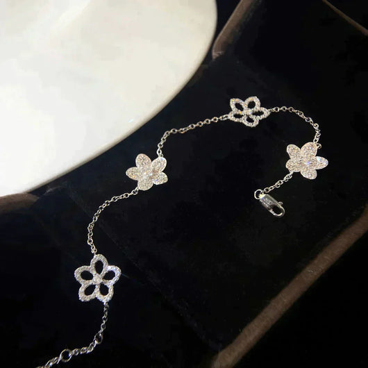 WILDFLOWER 4 MOTIFS DIAMOND BRACELET SILVER