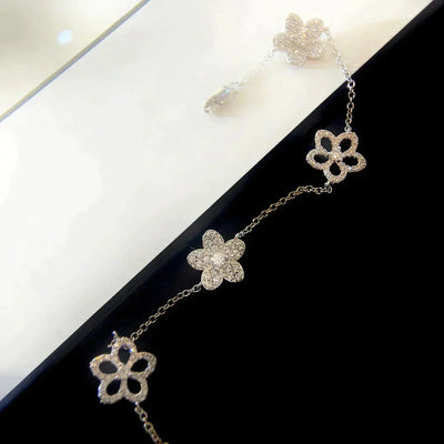 WILDFLOWER 4 MOTIFS DIAMOND BRACELET SILVER