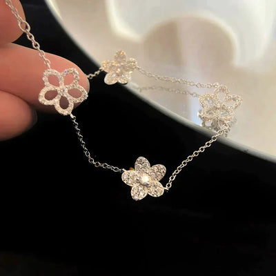 WILDFLOWER 4 MOTIFS DIAMOND BRACELET SILVER
