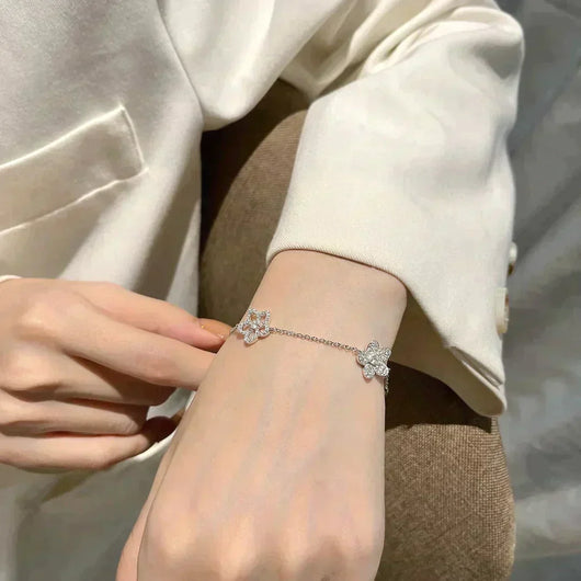 WILDFLOWER 4 MOTIFS DIAMOND BRACELET SILVER