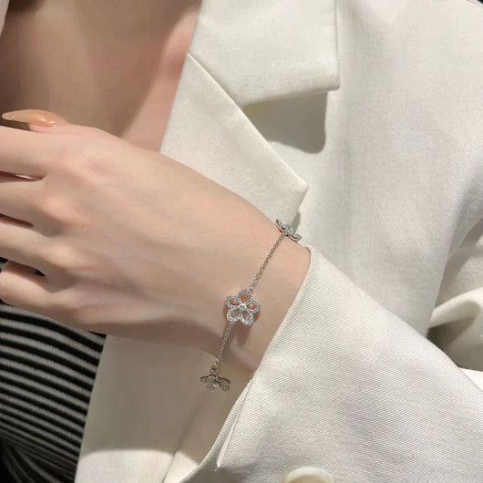 WILDFLOWER 4 MOTIFS DIAMOND BRACELET SILVER