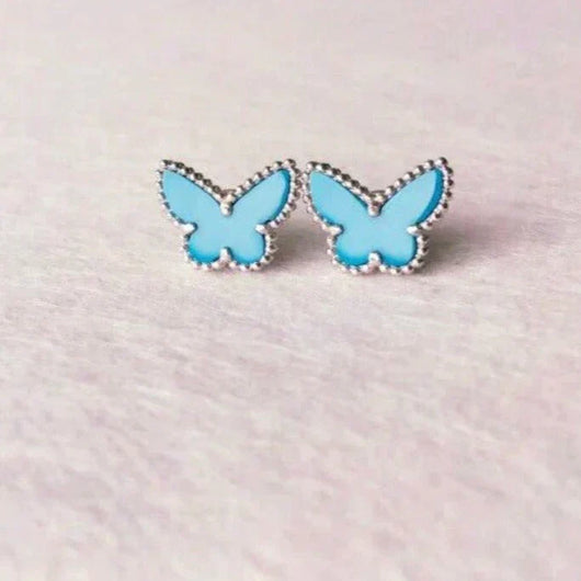 BUTTERFLY TURQUOISE EARRINGS  SILVER