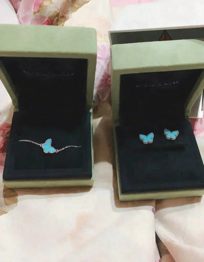 BUTTERFLY TURQUOISE EARRINGS  SILVER