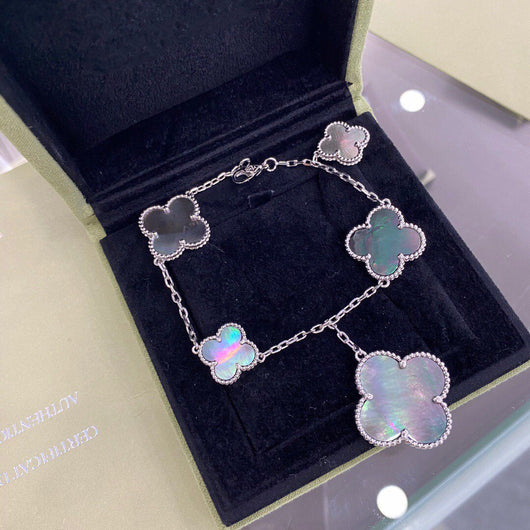 MAGIC CLOVER 5 MOTIFS DARK MOP BRACELET SIVLER