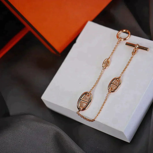 DANCRE CHAINE 3 MOTIF ROSE GOLD BRACELET