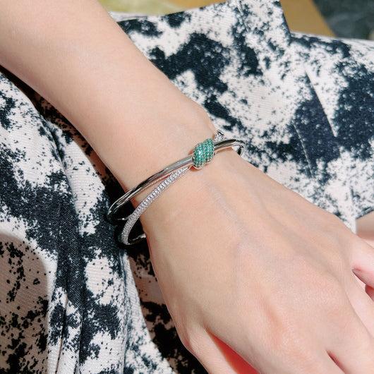 KNOT DOUBLE ROW SILVER DIAMOND BRACELET