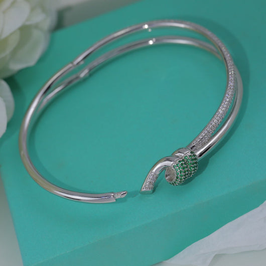 KNOT DOUBLE ROW SILVER DIAMOND BRACELET