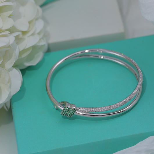 KNOT DOUBLE ROW SILVER DIAMOND BRACELET