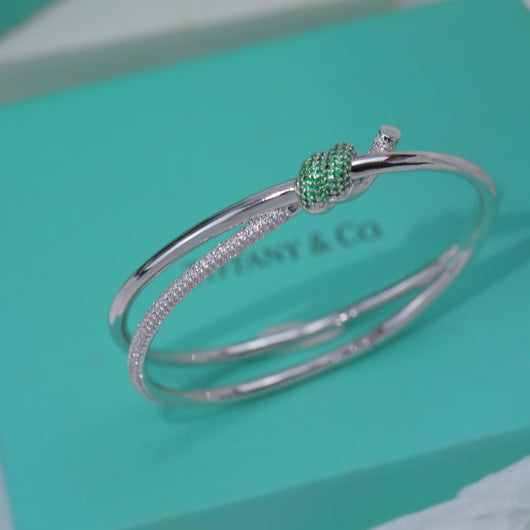 KNOT DOUBLE ROW SILVER DIAMOND BRACELET