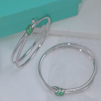 KNOT DOUBLE ROW SILVER DIAMOND BRACELET