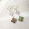 CLOVER 3 MOTIFS CHALCEDONY DARK MOP  EARRINGS SILVER