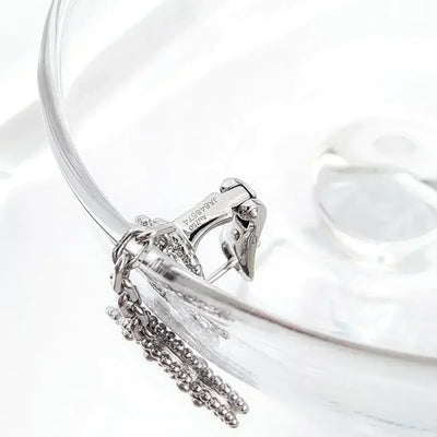 CLOVER 2 MOTIFS  DIAMOND ONYX EARRINGS SILVER