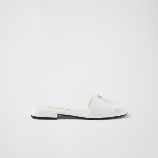 Saffiano patent leather slides