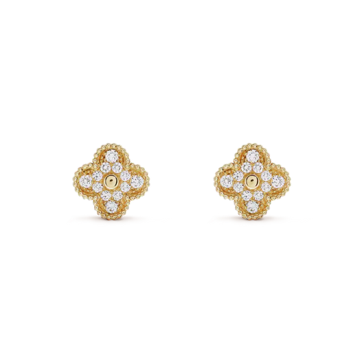 CLOVER MEDIUM 1 MOTIFS FUll DIAMOND EARRINGS