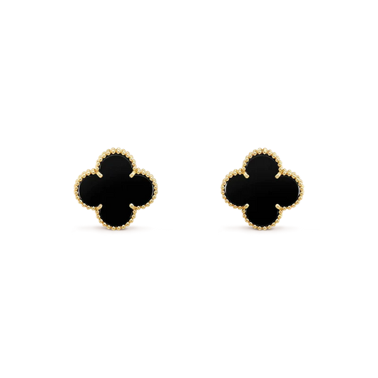 CLOVER MEDIUM 1 MOTIFS  ONYX STUD EARRINGS