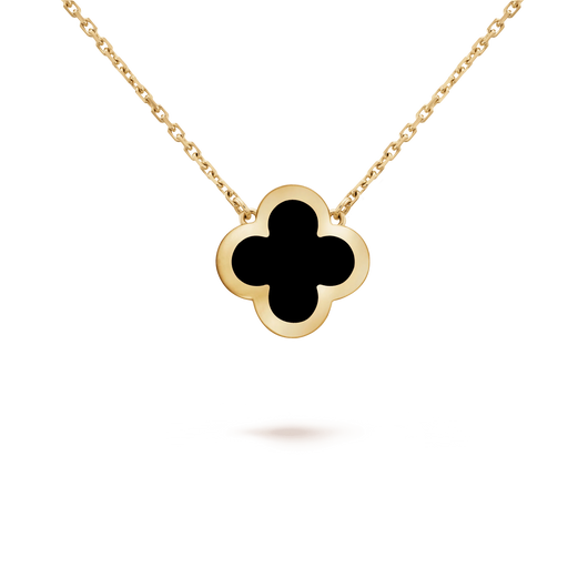 PURE CLOVER GOLD ONYX NECKLACE
