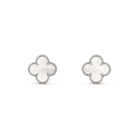 CLOVER MEDIUM 1 MOTIFS  WHITE MOP EARRINGS SILVER