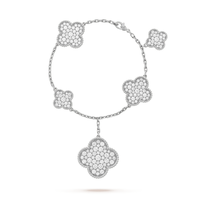 CLOVER 6 MOTIFS DIAMOND BRACELET SILVER
