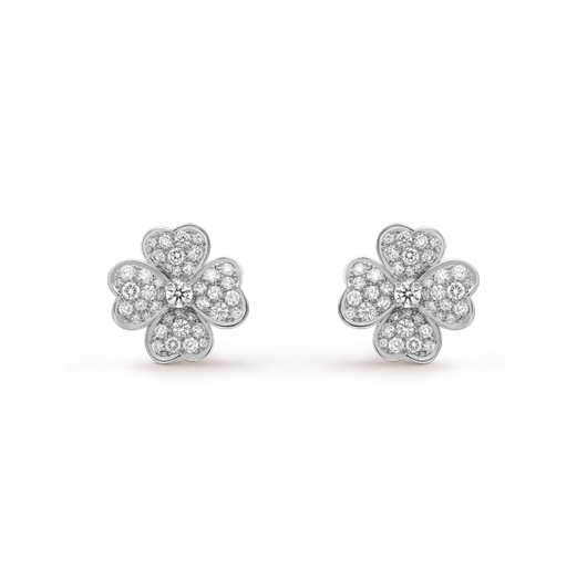 CLOVER 1 MOTIFS DIAMOND EARRINGS SILVER