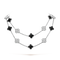 CLOVER 20 MOTIFS ONYX DIAMOND NECKLACE SILVER