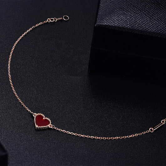 HEART CARNELIAN ROSE GOLD BRACELET