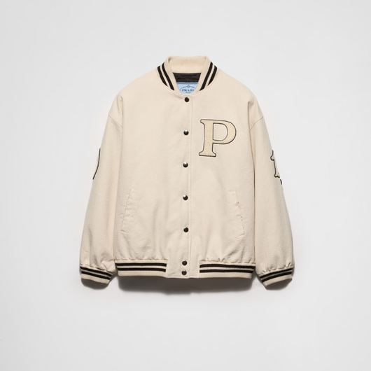 Canvas bomber jacket with patches
