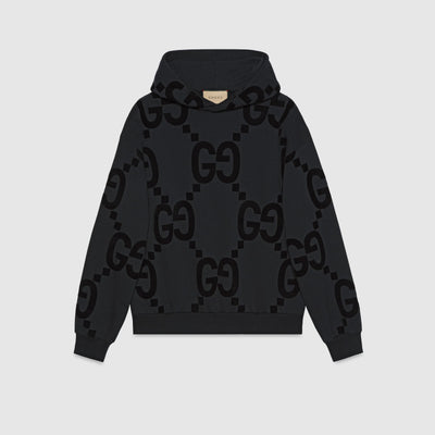 GG FLOCKED PRINT COTTON FLEECE SWEATSHIRT