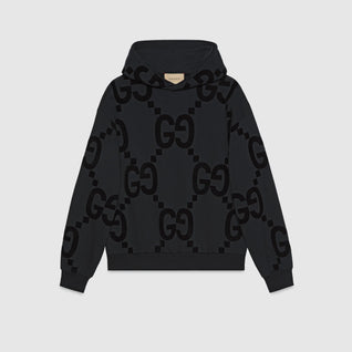GG FLOCKED PRINT COTTON FLEECE SWEATSHIRT