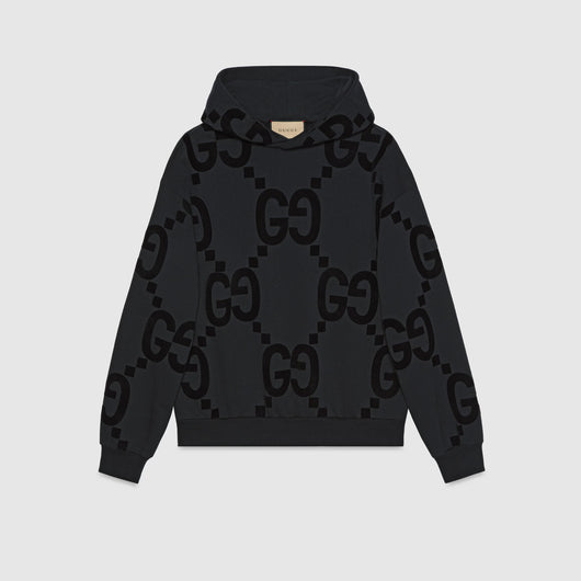 GG FLOCKED PRINT COTTON FLEECE SWEATSHIRT