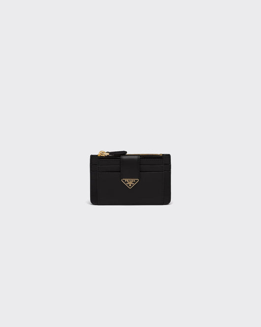 Saffiano and smooth leather card holder