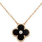 CLOVER 15MM DIAMOND ONYX NECKLACE
