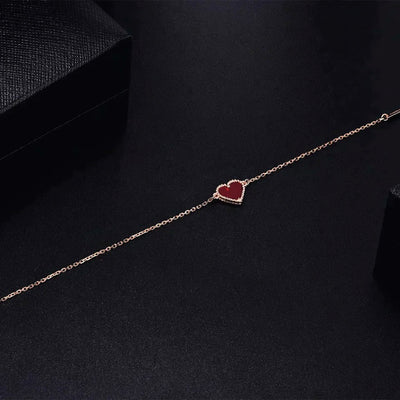 HEART CARNELIAN ROSE GOLD BRACELET